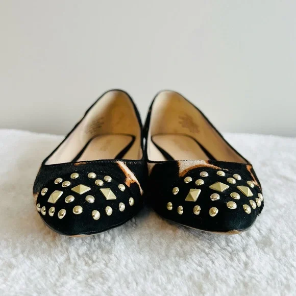 NINE WEST Pointed Toe Leopard Giraffe Cheetah Flats Size 6.5 - Picture 4 of 8